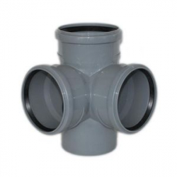 Крестовина двухпл. Ø110×110×110/90° (серая) ПОЛИТЭК (20/1)