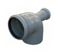 Отвод Ø110×90° с выходом 50 (фронт. = тыл) (серый) ПОЛИТЭК (35/1)