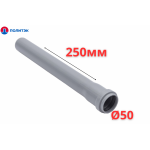 Труба ПОЛИТЭК Ø50×1.5×250 мм с раструбом (серая) (60)